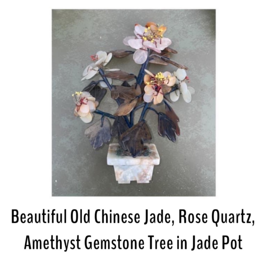 Vintage Chinese Jade Bonsai Tree in Jade planter